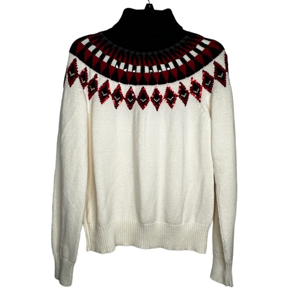 Casual Corner Cotton Blend Turtleneck Sweater with Sequins - Picture 5 of 7